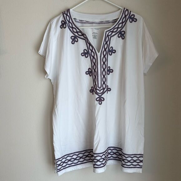 J. Jill elements Women pure jill knit embroidered tunic stretchy beach vacation - Picture 2 of 12